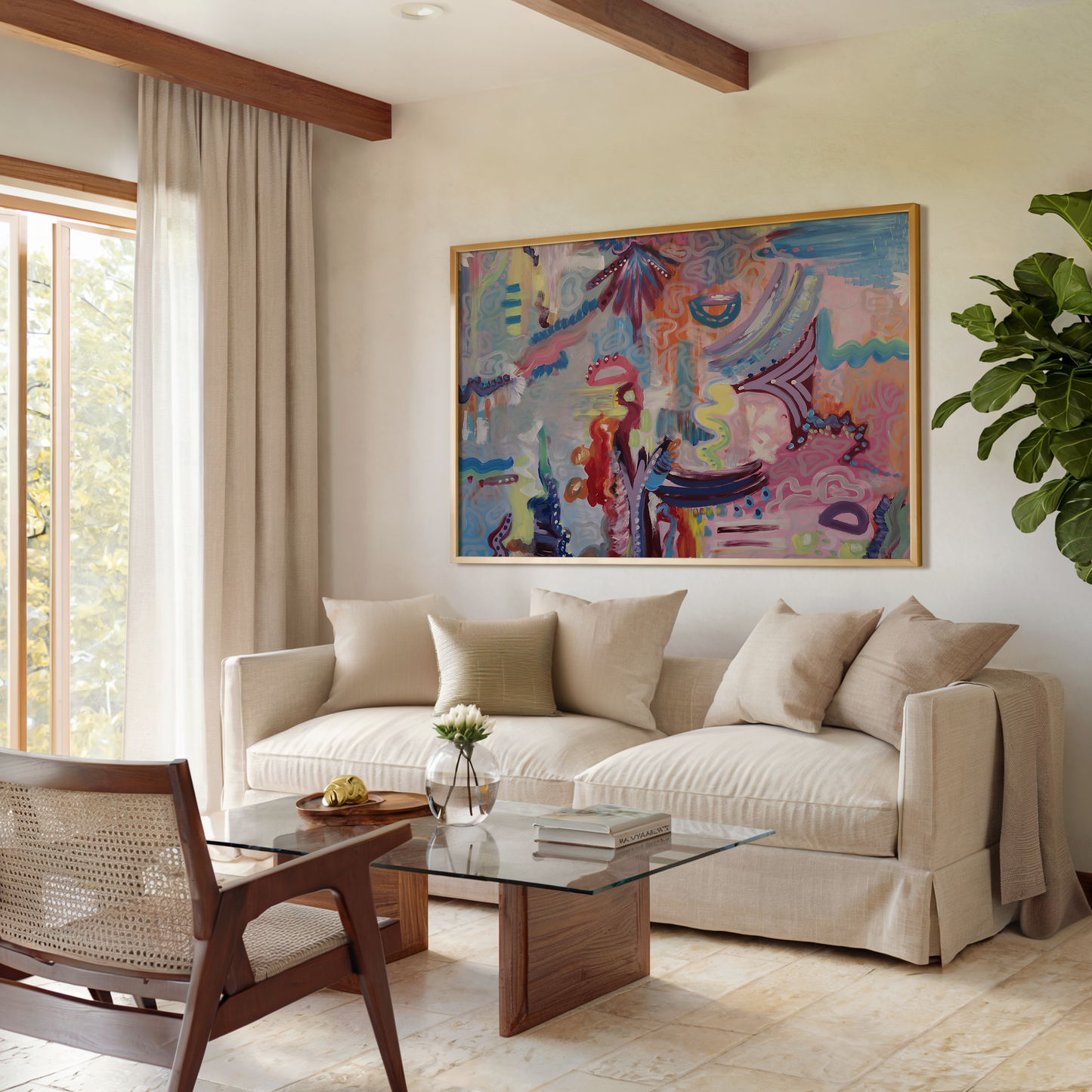 Ocean Bloom Abstract Canvas